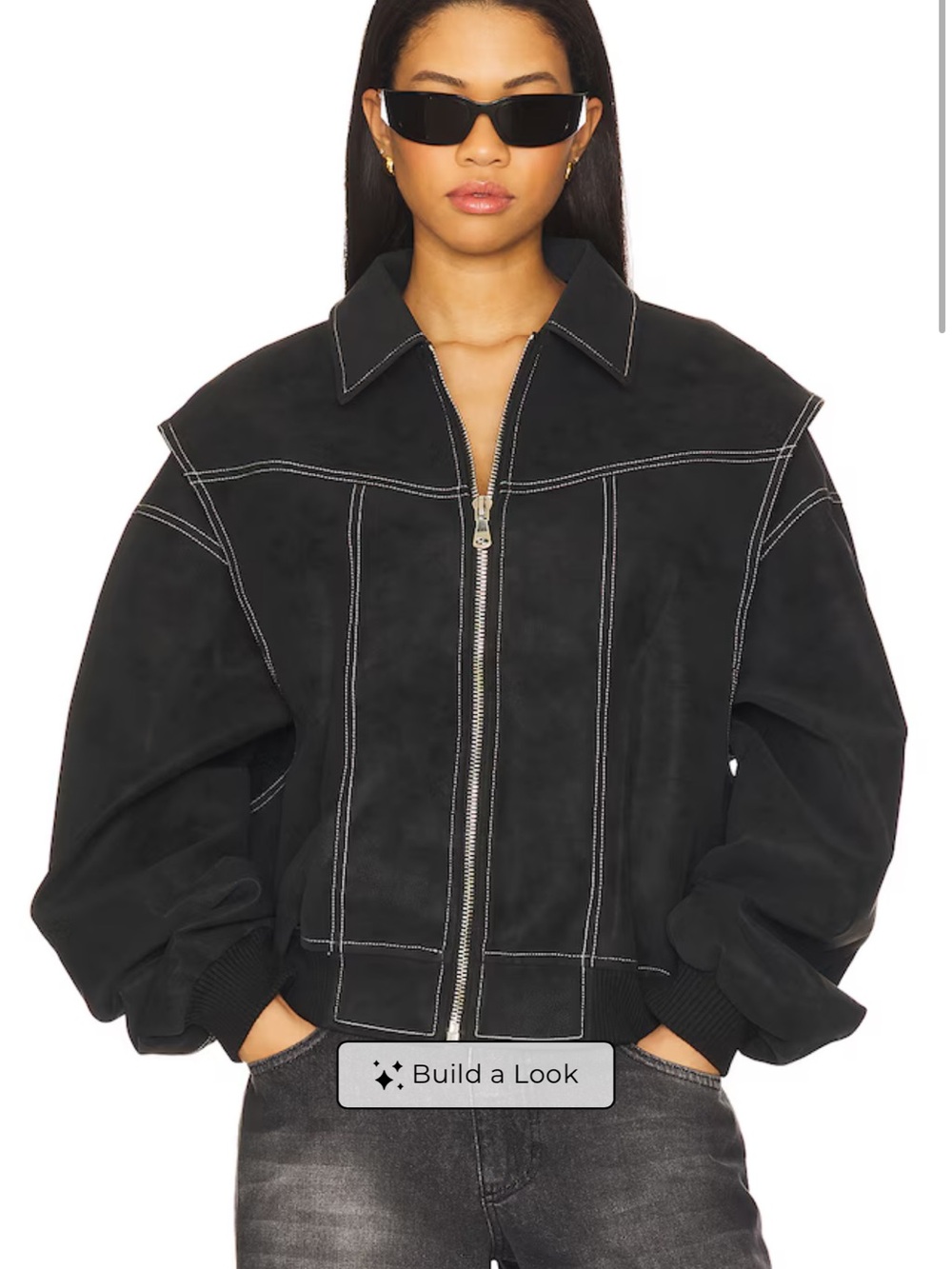 Black Zip-Front Women's Bomber Jacket